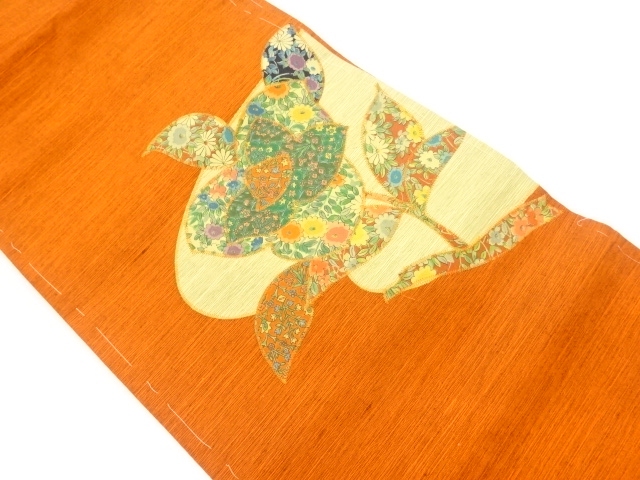 JAPANESE NAGOYA OBI / TSUMUGI / PATCHWORK / FLOWERS